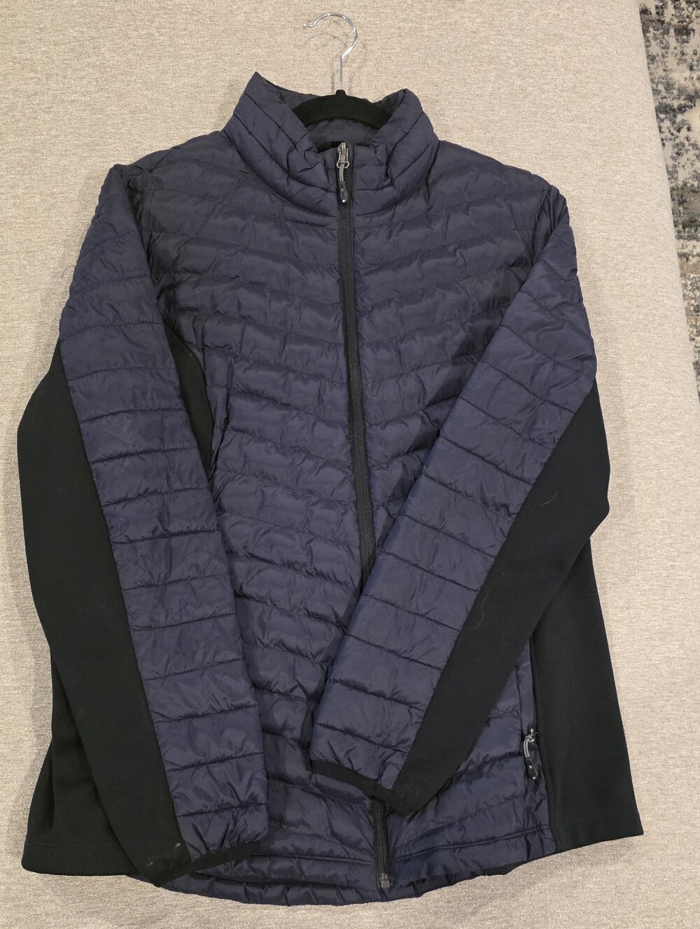 32 Degrees Navy Quilted Puffer with Black Side Panels